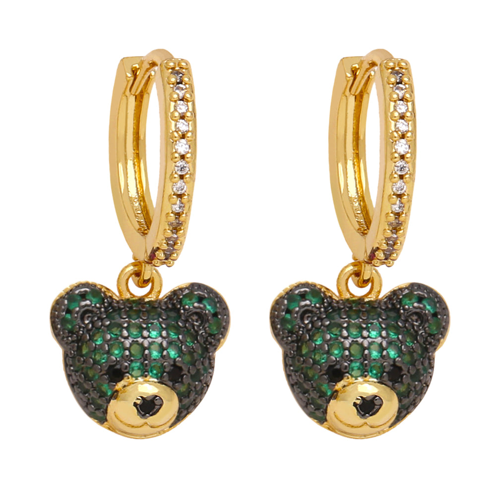 1 Pair Simple Style Bear Plating Inlay Copper Zircon 18k Gold Plated Drop Earrings