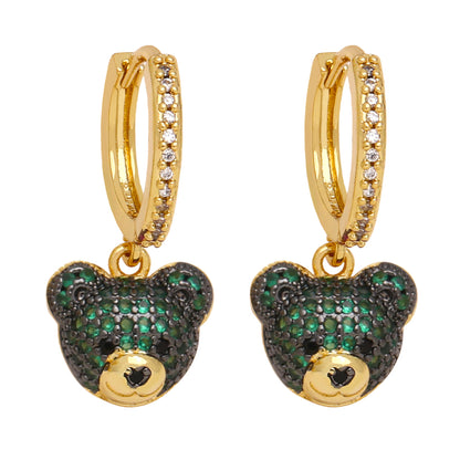 1 Pair Simple Style Bear Plating Inlay Copper Zircon 18k Gold Plated Drop Earrings