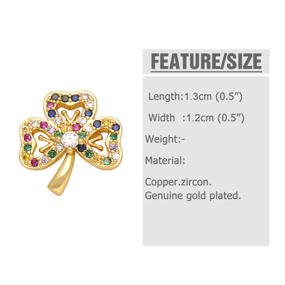 1 Pair Simple Style Heart Shape Flower Plating Inlay Copper Zircon 18k Gold Plated Ear Studs