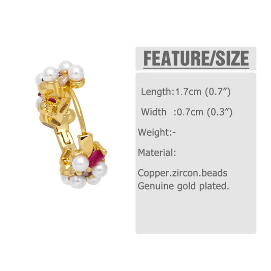 1 Pair Simple Style Irregular Circle Plating Inlay Copper Beads Zircon 18k Gold Plated Earrings