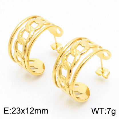 1 Pair Simple Style Solid Color Plating Titanium Steel 18k Gold Plated Ear Studs