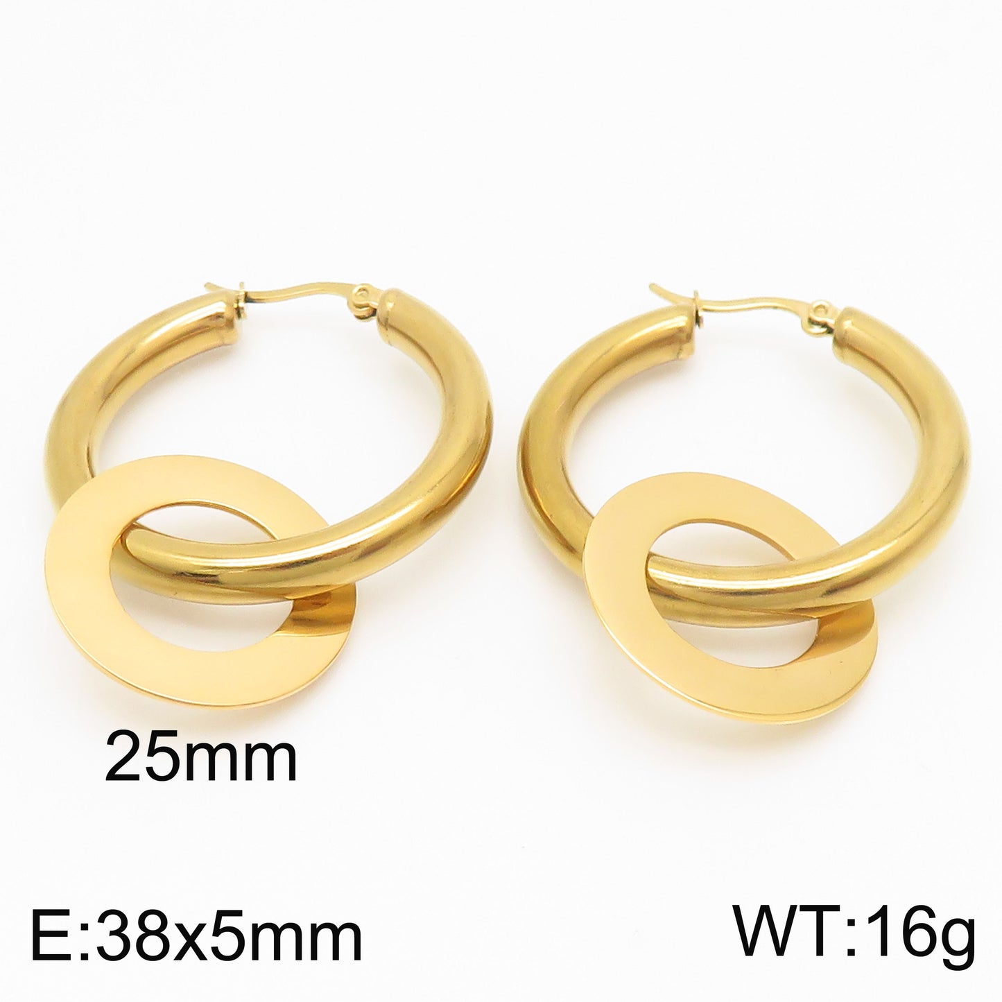 1 Pair Simple Style Solid Color Plating Titanium Steel 18k Gold Plated Ear Studs