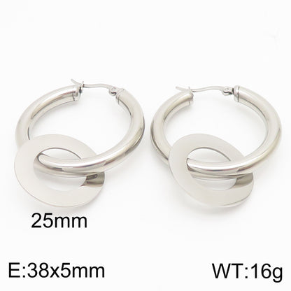 1 Pair Modern Style Solid Color Plating Stainless Steel 18k Gold Plated Hoop Earrings