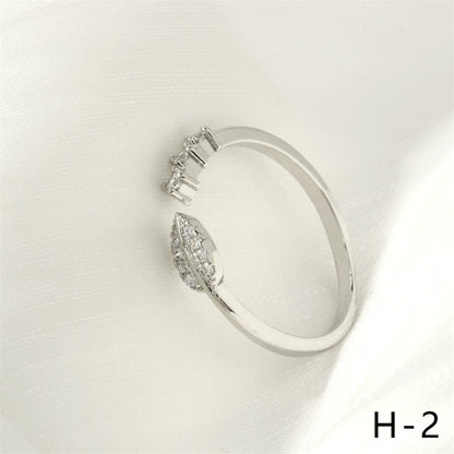 Elegant Simple Style Commute Geometric Heart Shape Copper Plating Inlay Zircon 18k Gold Plated Open Rings