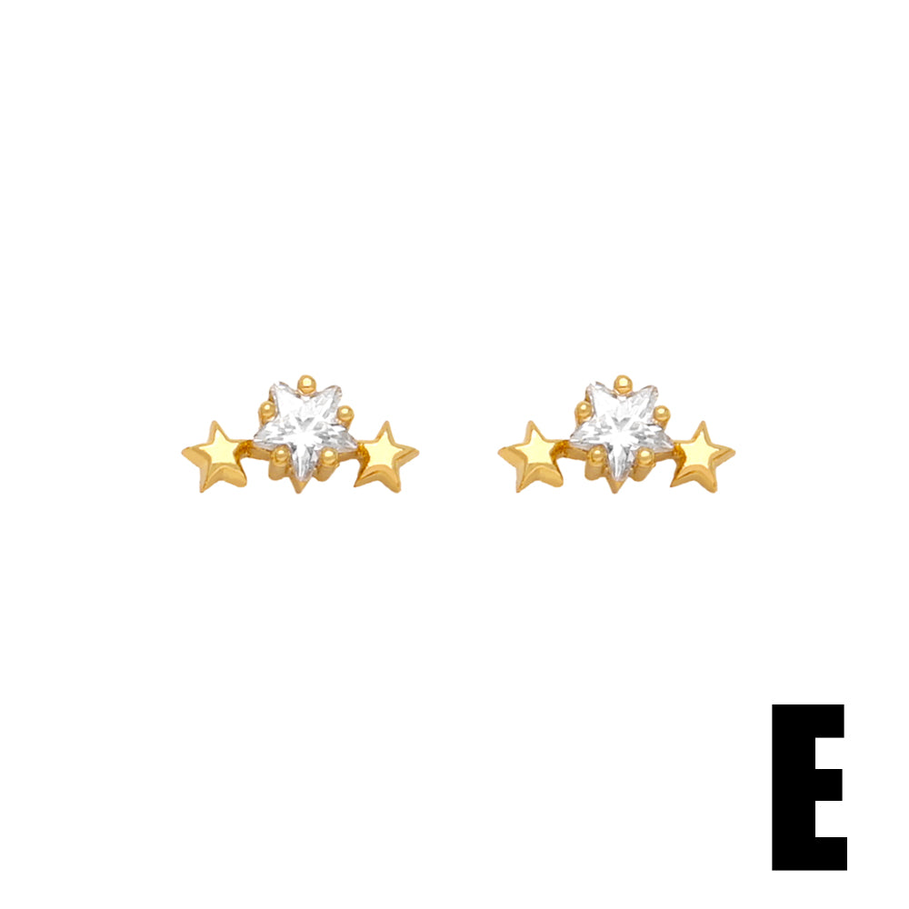 1 Pair Sweet Simple Style Flower Butterfly Plating Inlay Copper Zircon 18k Gold Plated Ear Studs