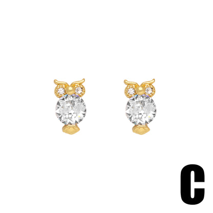 1 Pair Sweet Simple Style Flower Butterfly Plating Inlay Copper Zircon 18k Gold Plated Ear Studs