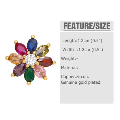 1 Pair Sweet Simple Style Flower Butterfly Plating Inlay Copper Zircon 18k Gold Plated Ear Studs