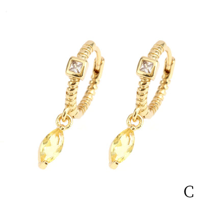 1 Pair Elegant Luxurious Streetwear Water Droplets Plating Inlay Copper Zircon 18k Gold Plated Drop Earrings