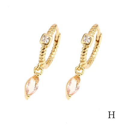 1 Pair Elegant Luxurious Streetwear Water Droplets Plating Inlay Copper Zircon 18k Gold Plated Drop Earrings