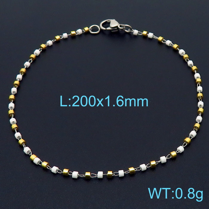 Elegant Round Stainless Steel Beaded 18k Gold Plated Bracelets