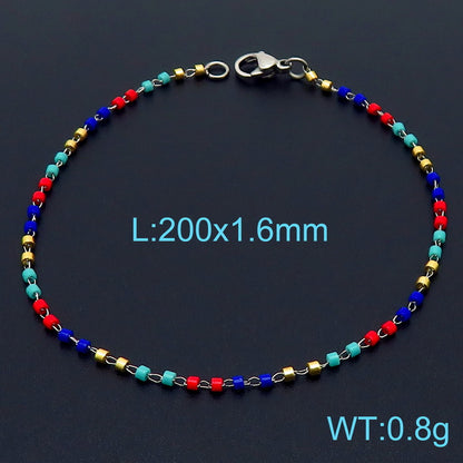 Elegant Round Stainless Steel Beaded 18k Gold Plated Bracelets