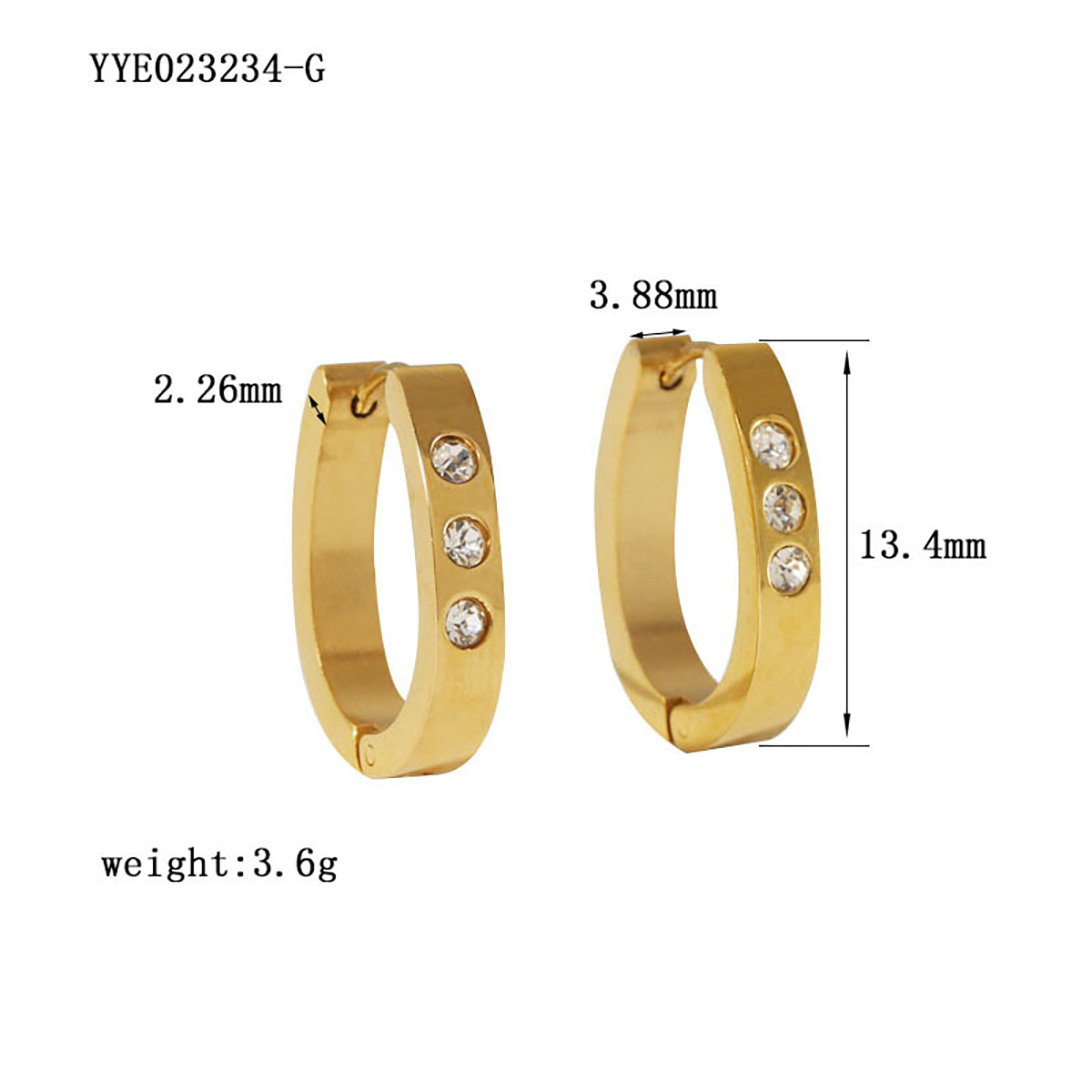 1 Pair Retro French Style Modern Style Geometric Plating Inlay Stainless Steel Rhinestones 18k Gold Plated Earrings