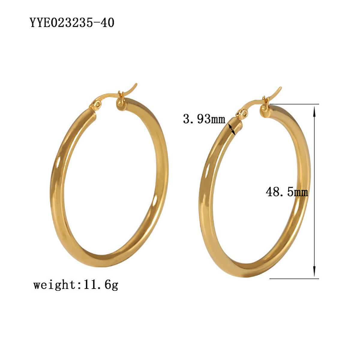 1 Pair Casual Modern Style Circle Plating Stainless Steel 18k Gold Plated Hoop Earrings