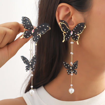 Wholesale Jewelry Simple Style Classic Style Butterfly Alloy Artificial Diamond Inlay Drop Earrings