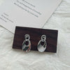 1 Pair Simple Style Classic Style Solid Color Patchwork Sterling Silver Drop Earrings