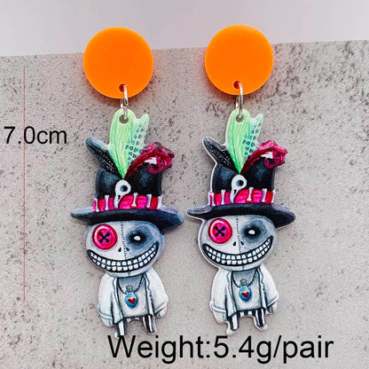 Wholesale Jewelry Casual Skull Arylic Drop Earrings