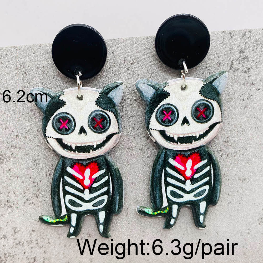 Wholesale Jewelry Cartoon Style Skull Arylic Drop Earrings