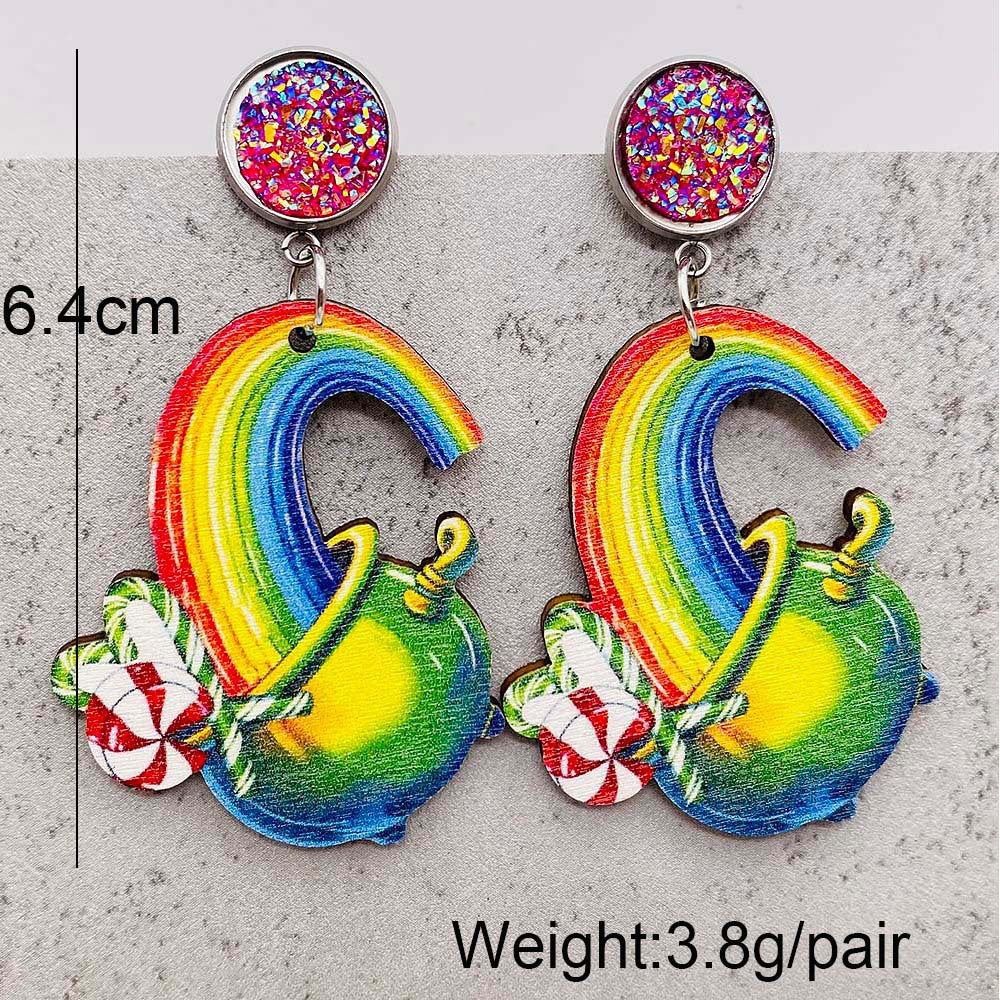 Wholesale Jewelry Cartoon Style Cartoon Wood Drop Earrings