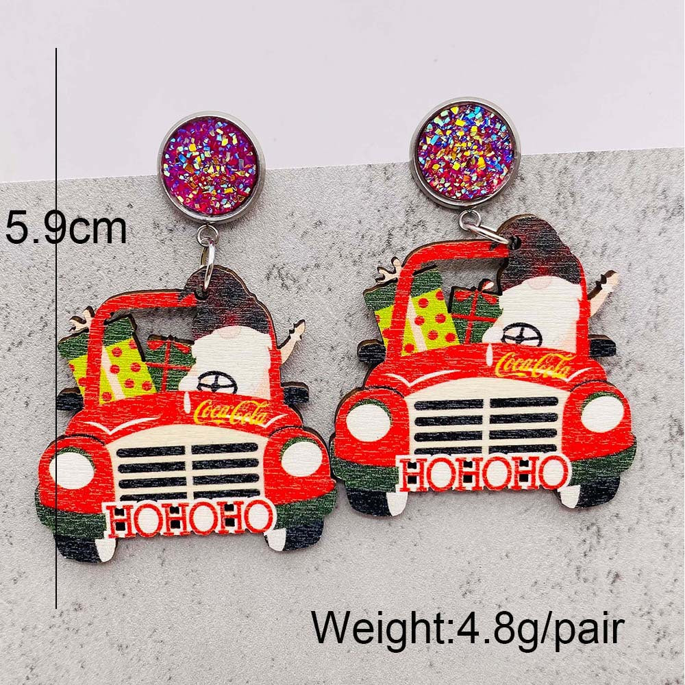 Wholesale Jewelry Cartoon Style Cartoon Wood Drop Earrings