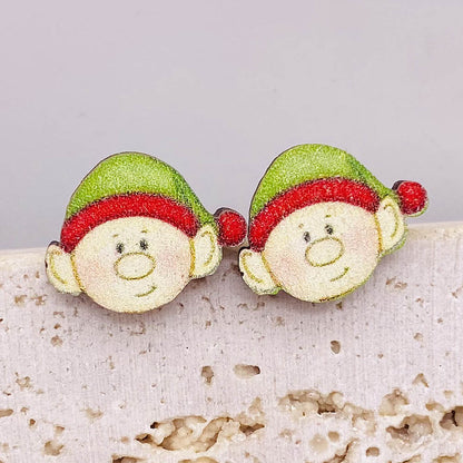 1 Pair Cartoon Style Cartoon Wood Ear Studs