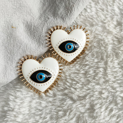 1 Pair Chinoiserie Devil's Eye Enamel Alloy Ear Studs