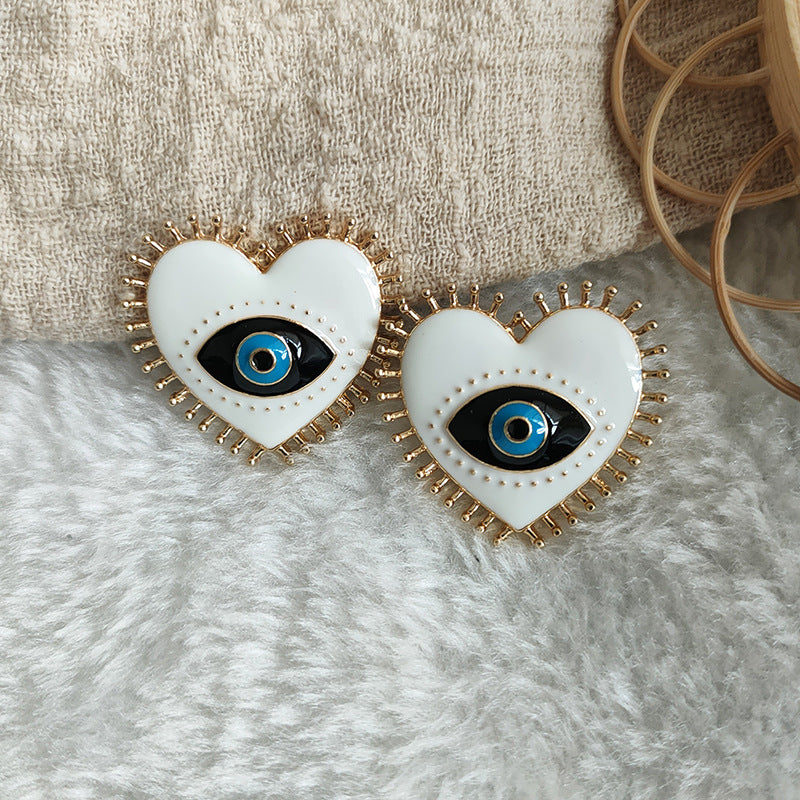 1 Pair Chinoiserie Devil's Eye Enamel Alloy Ear Studs