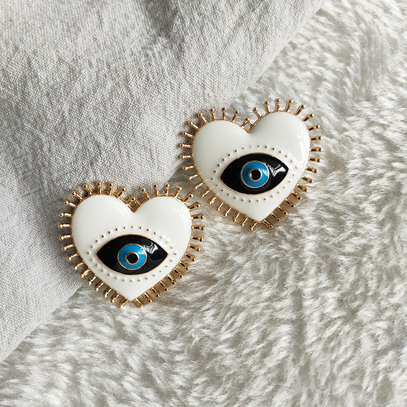 1 Pair Chinoiserie Devil's Eye Enamel Alloy Ear Studs