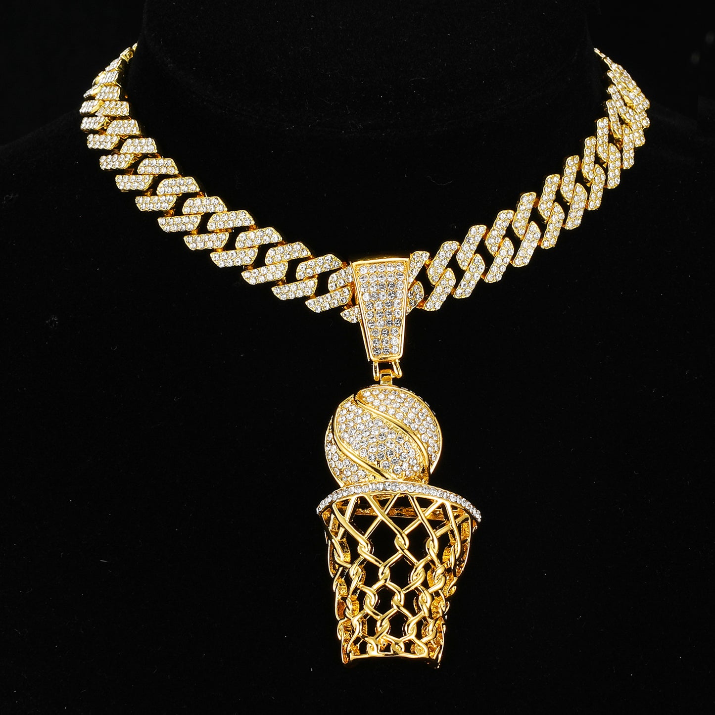 Hip-hop Basketball Stainless Steel Alloy Inlay Rhinestones Men's Pendant Necklace