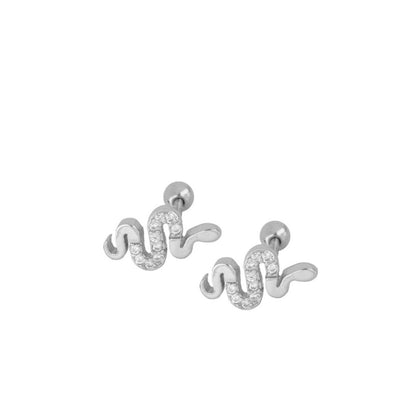 1 Pair Ig Style Classic Style Korean Style Flower Snake Butterfly Plating Inlay Copper Zircon White Gold Plated Gold Plated Ear Studs