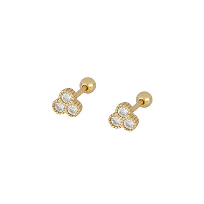 1 Pair Ig Style Classic Style Korean Style Flower Snake Butterfly Plating Inlay Copper Zircon White Gold Plated Gold Plated Ear Studs