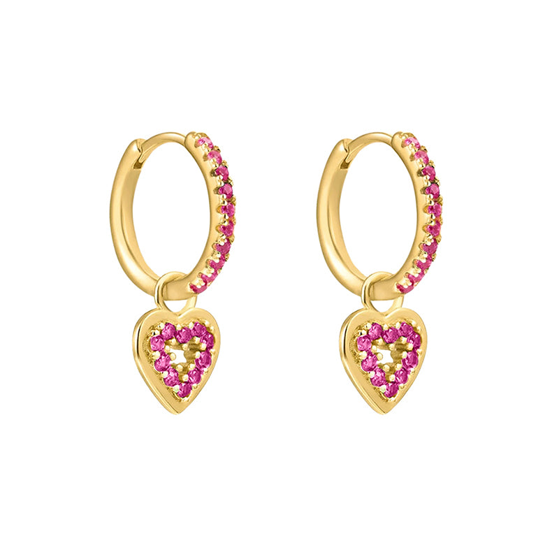 1 Pair Lady Heart Shape Plating Inlay Copper Zircon White Gold Plated Gold Plated Drop Earrings