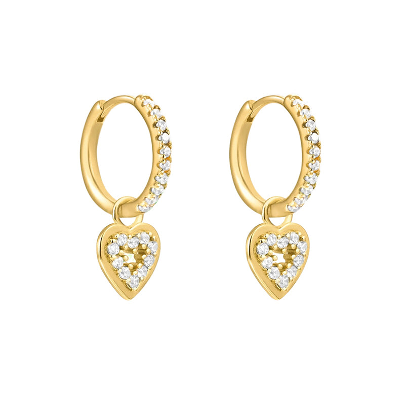 1 Pair Lady Heart Shape Plating Inlay Copper Zircon White Gold Plated Gold Plated Drop Earrings