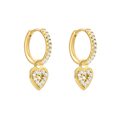 1 Pair Lady Heart Shape Plating Inlay Copper Zircon White Gold Plated Gold Plated Drop Earrings