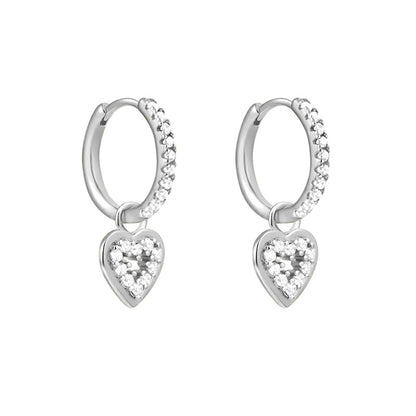 1 Pair Lady Heart Shape Plating Inlay Copper Zircon White Gold Plated Gold Plated Drop Earrings