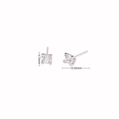 1 Pair Simple Style Geometric Inlay Sterling Silver Zircon Ear Studs