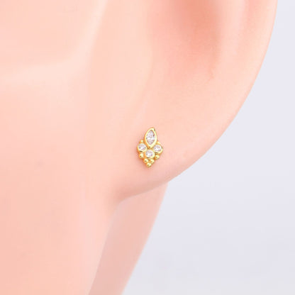 1 Pair Simple Style Geometric Plating Inlay Sterling Silver Zircon Ear Studs
