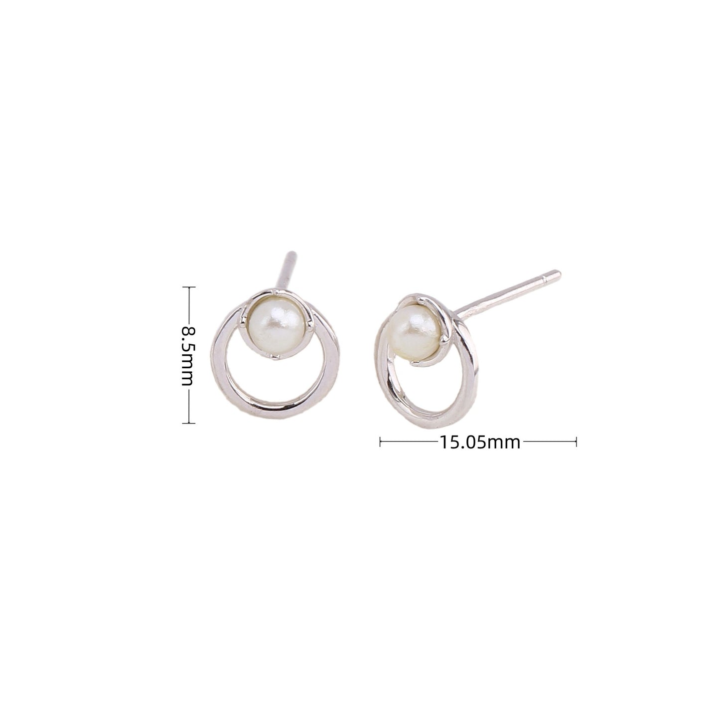 1 Pair Elegant Geometric Sterling Silver Ear Studs