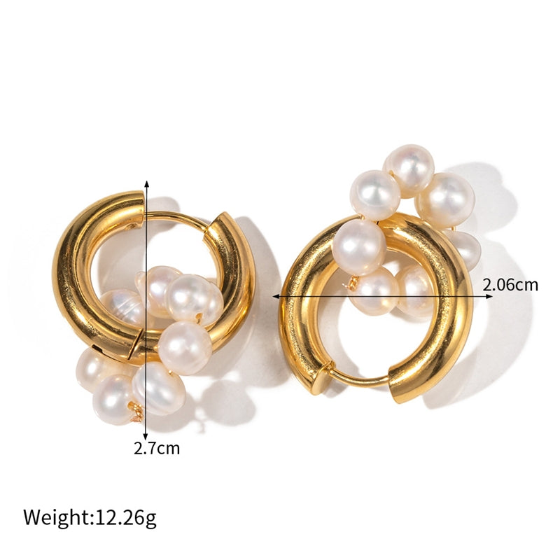 1 Pair Ig Style Casual Sweet Round Asymmetrical Plating Stainless Steel Gold Plated Drop Earrings