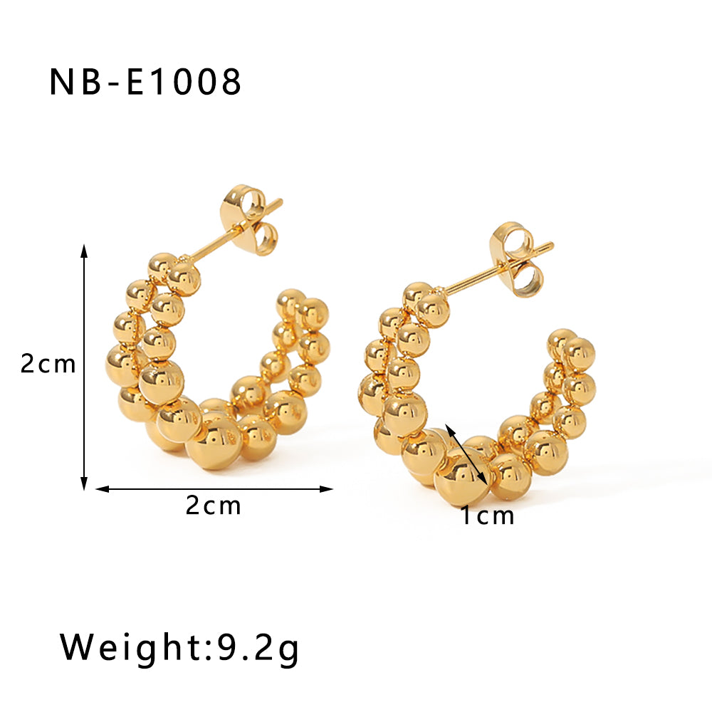 1 Pair Elegant Classic Style Commute C Shape Circle Round Plating Stainless Steel 18k Gold Plated Earrings