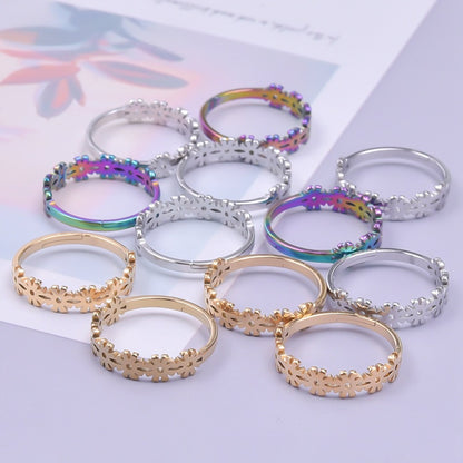 Wholesale Sweet Flower Stainless Steel Open Rings