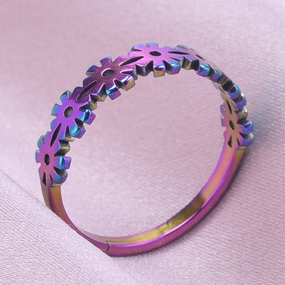 Wholesale Sweet Flower Stainless Steel Open Rings