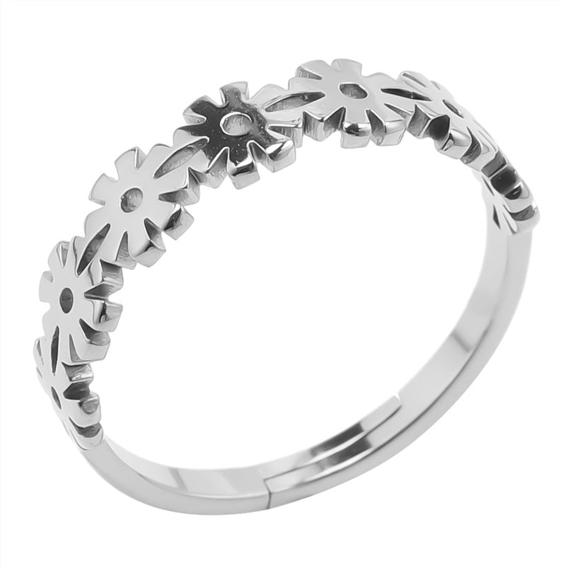 Wholesale Sweet Flower Stainless Steel Open Rings