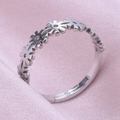 Wholesale Sweet Flower Stainless Steel Open Rings