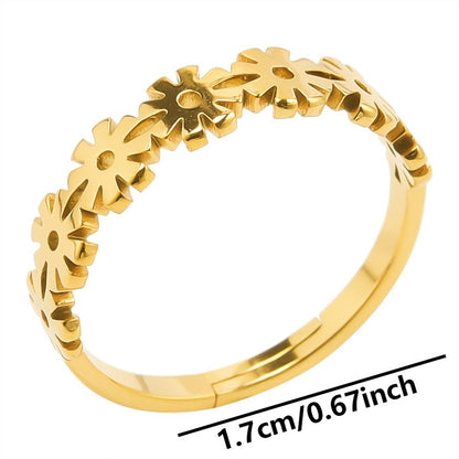 Wholesale Sweet Flower Stainless Steel Open Rings