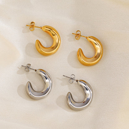 1 Pair Simple Style C Shape Plating Stainless Steel 18k Gold Plated Ear Studs