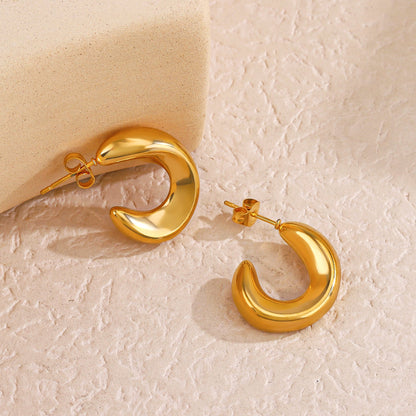 1 Pair Simple Style C Shape Plating Stainless Steel 18k Gold Plated Ear Studs