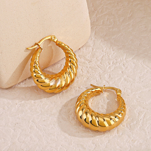 1 Pair Simple Style Round Plating Stainless Steel 18k Gold Plated Earrings