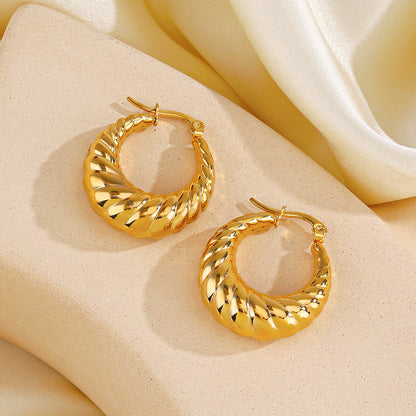 1 Pair Simple Style Round Plating Stainless Steel 18k Gold Plated Earrings