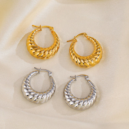 1 Pair Simple Style Round Plating Stainless Steel 18k Gold Plated Earrings