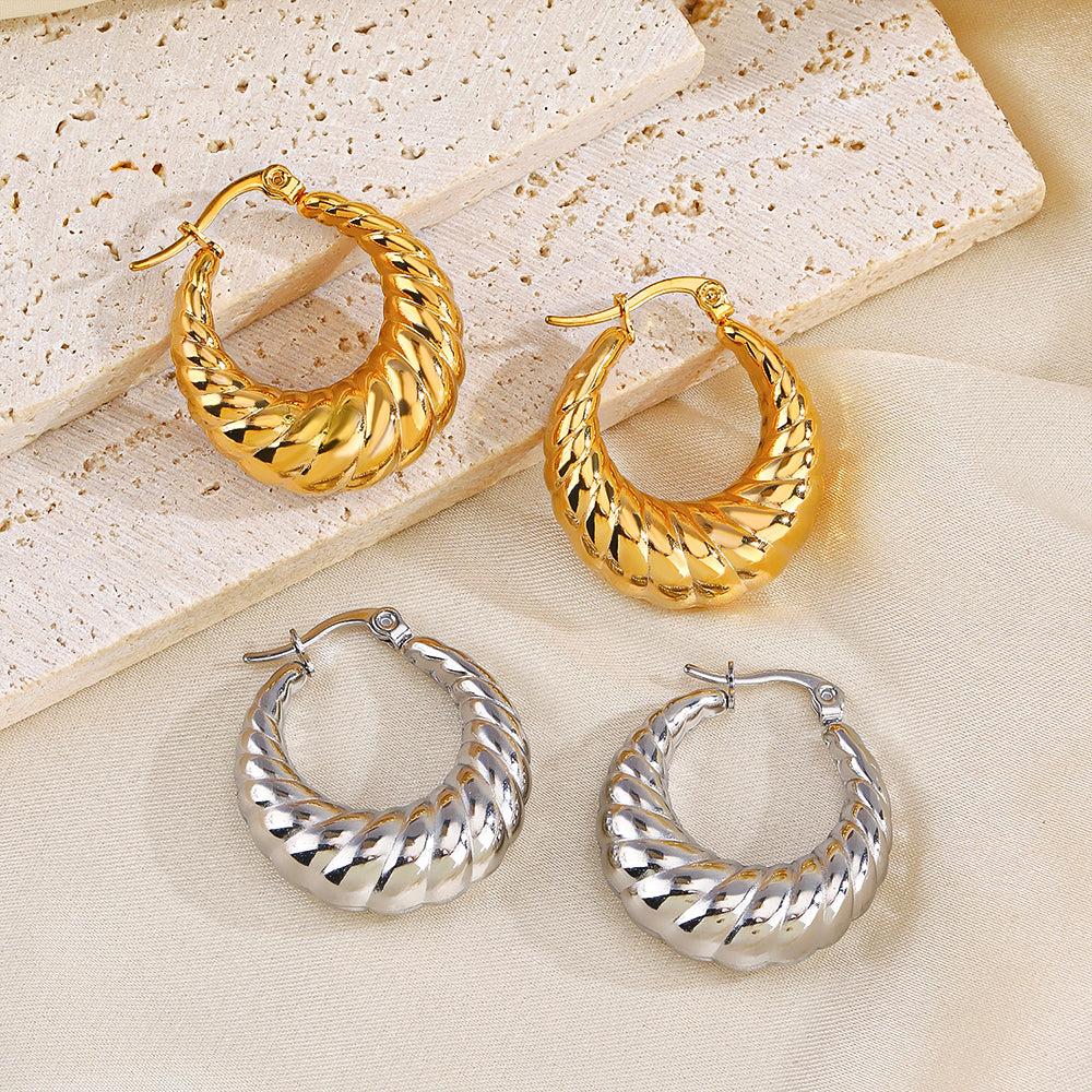 1 Pair Simple Style Round Plating Stainless Steel 18k Gold Plated Earrings